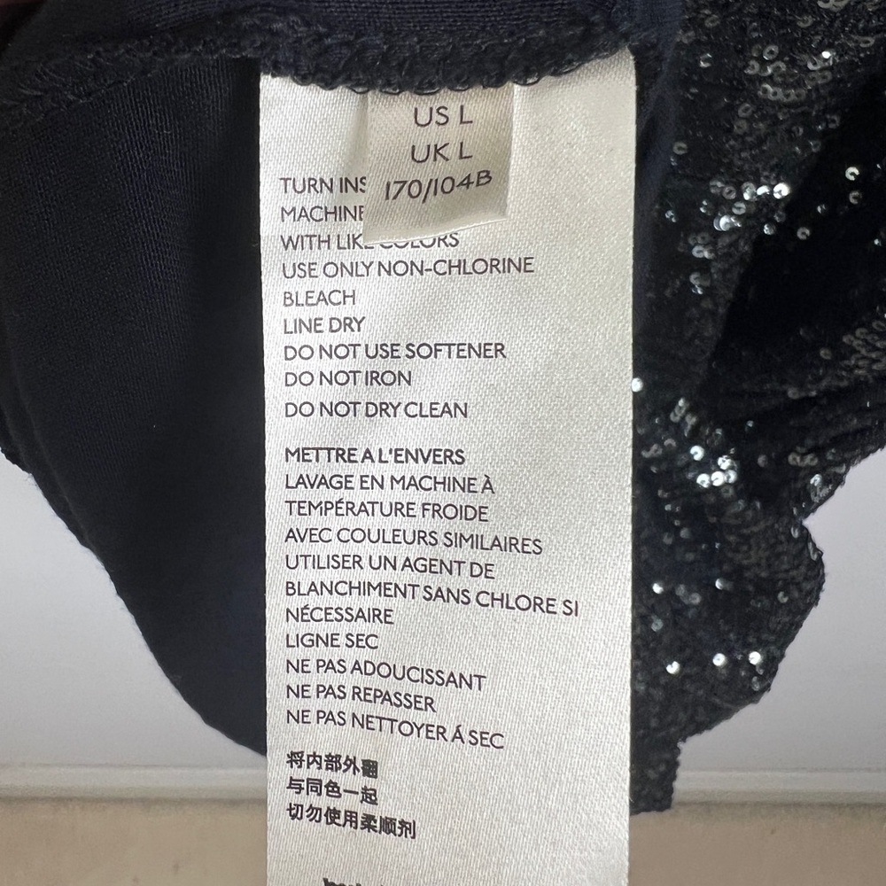 Free People Large Graphite Giselle Sequin Long Sleeve Ruched Skirt Mini Dress - Picture 15 of 15